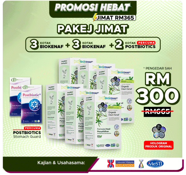 Pakej Jimat (6 Kotak Biokenaf) FREE 2 Postbiotic