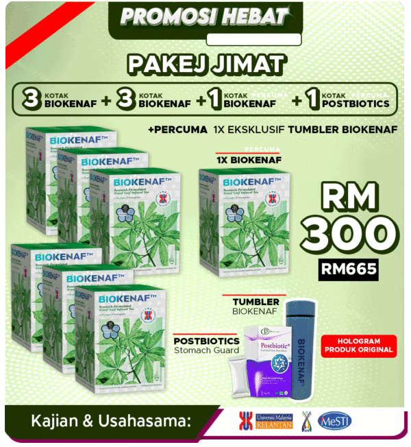 Pakej Jimat (7 Kotak Biokenaf) FREE 1 Postbiotic + FREE Tumbler